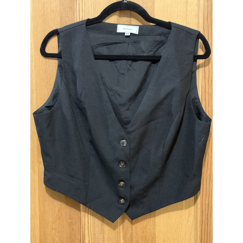 Rihoas Vest Womens XL‎ Black Sleeveless Dressy Top EUC